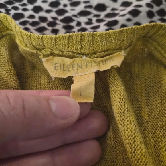 Eileen Fisher Olive Green Linen Organic Cotton Blend Garden Fairy Tunic Blouse L - Picture 6 of 8